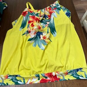 Lane Bryant Yellow Floral Swim Blouse